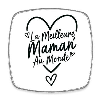 Meilleure Maman Au Monde – Cœur Script - Magnet carré - blanc - Devant
