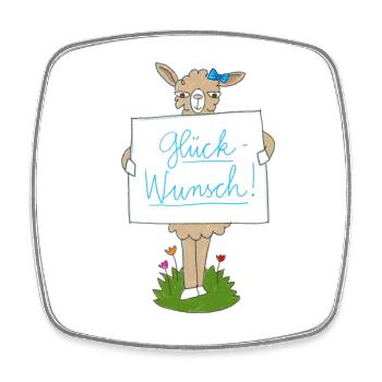 Llama with Congratulations Sign - Square fridge magnet - white - Front