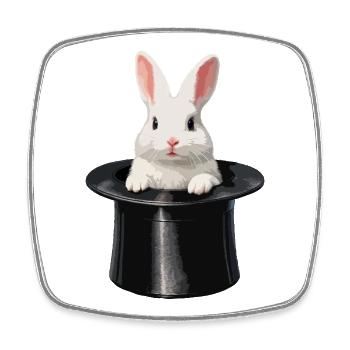 Rabbit out of magic hat - Square fridge magnet - white - Front