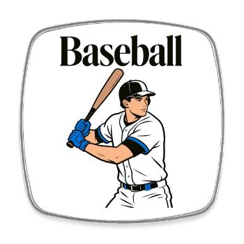 base-ball - Magnet carré - blanc - Devant