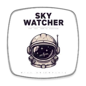 Astronaut Helmet Sky Watcher Space Orbital - Square fridge magnet - white - Front