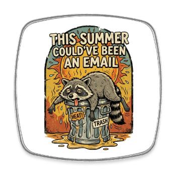 T-shirt drôle de mème Heatwave Raccoon - Magnet carré - blanc - Devant