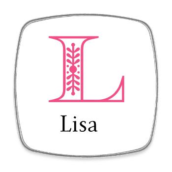 Lily Ornament L-Letter - Square fridge magnet - white - Front