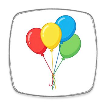Illustration graphique de quatre ballons colorés - Magnet carré - blanc - Devant