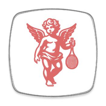 Tennis Shirt Angel Cherub Retro Renaissance Fun - Square fridge magnet - white - Front