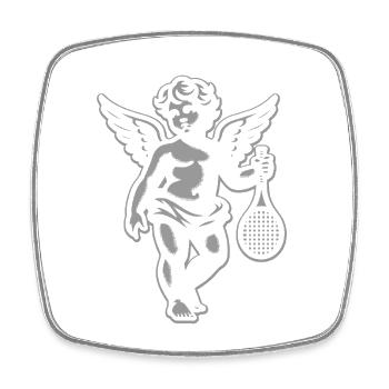 Tennis Shirt Angel Cherub Retro Renaissance Grey - Square fridge magnet - white - Front