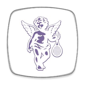 Tennis Fun Shirt Angel Cherub Retro Renaissance - Square fridge magnet - white - Front