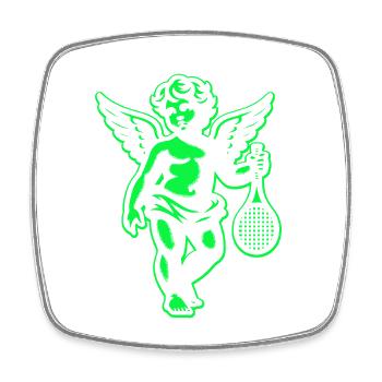 Tennis Shirt Angel Cherub Retro Renaissance neon green - Square fridge magnet - white - Front