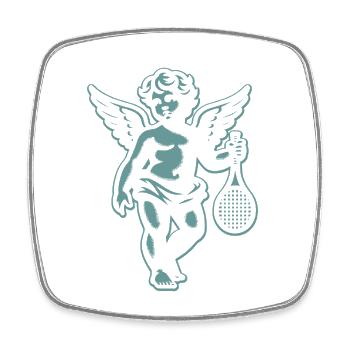 Tennis Shirt Angel Cherub Retro Renaissance Fun - Square fridge magnet - white - Front