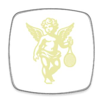 Tennis Fun Shirt Angel Cherub Retro Renaissance - Square fridge magnet - white - Front