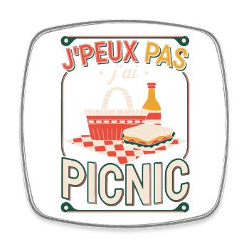 J'peux pas picnic - rétro gourmand - Magnet carré - blanc - Devant