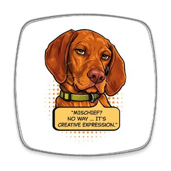Lustiger Vizsla Mischief Dog – Kreativer Ausdruck - Viereckiger Kühlschrankmagnet - Weiß - Vorne