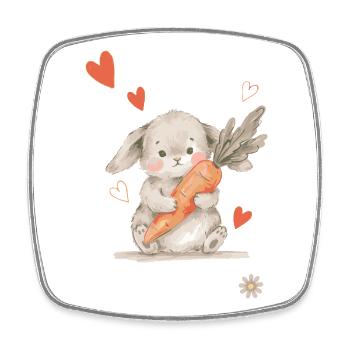 Bunny Carrot Hearts Cute Forest Creatures - Square fridge magnet - white - Front
