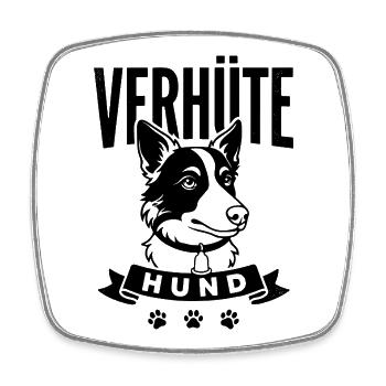 Verhütehund Wortspiel Humor Vierbeiner Lustig - Viereckiger Kühlschrankmagnet - Weiß - Vorne