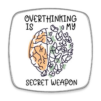 Overthinking Brooding Brain Butterflies - Square fridge magnet - white - Front