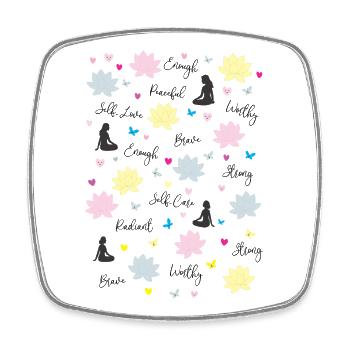 Mindful Mediator Fine Script Affirmation Art - Square fridge magnet - white - Front