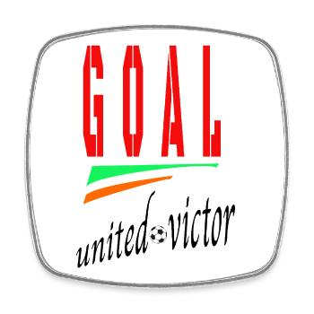 GOAL Logo de football avec arche - Magnet carré - blanc - Devant