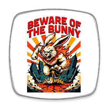 Attention Horror Bunny - Square fridge magnet - white - Front