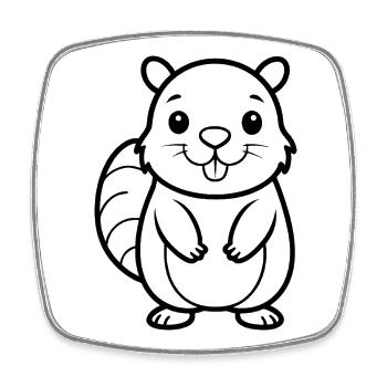 Beaver - Square fridge magnet - white - Front