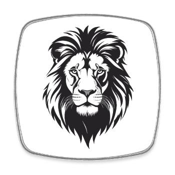 Vecteur noir et blanc tête de lion - Magnet carré - blanc - Devant