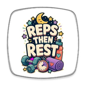 REPS THEN REST - Square fridge magnet - white - Front