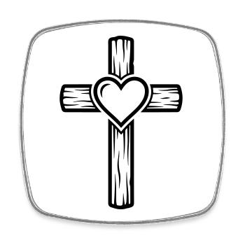 Cross Heart Symbol - Square fridge magnet - white - Front