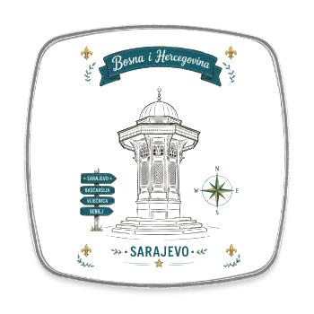 Sarajevo Denkmal Laternen-Motiv - Viereckiger Kühlschrankmagnet - Weiß - Vorne