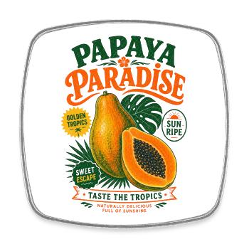 Papaya Paradise Tropical Print - Square fridge magnet - white - Front
