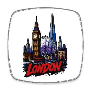 London's Neon Skyline - Square fridge magnet - white - Front