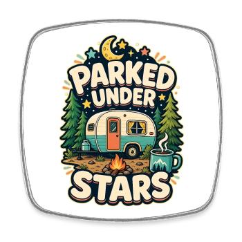 PARKED UNDER STARS - Viereckiger Kühlschrankmagnet - Weiß - Vorne