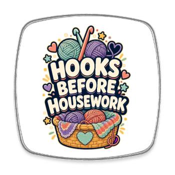 HOOKS BEFORE HOUSEWORK - Viereckiger Kühlschrankmagnet - Weiß - Vorne