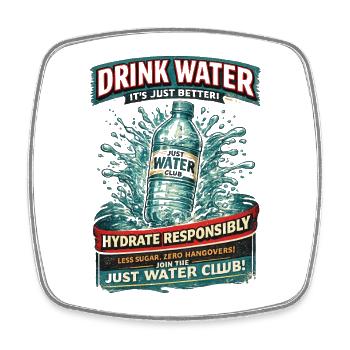 Club d’hydratation de l’eau - Magnet carré - blanc - Devant