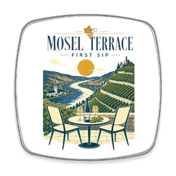 Terrasse de randonnée du vin de Moselle Première Tentation Décor - Magnet carré - blanc - Devant