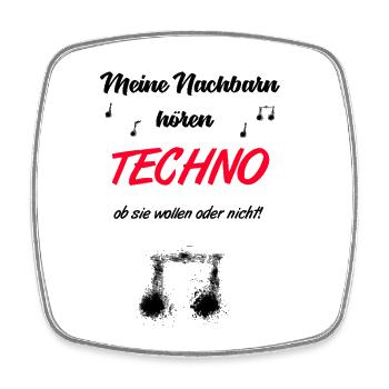 Techno Spruch - Viereckiger Kühlschrankmagnet - Weiß - Vorne