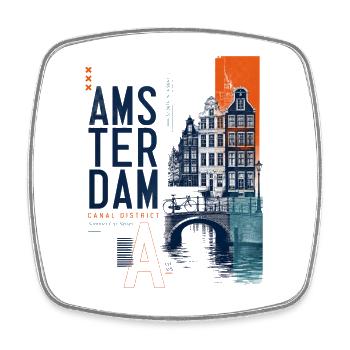 Amsterdam Canal Mosaic - Square fridge magnet - white - Front
