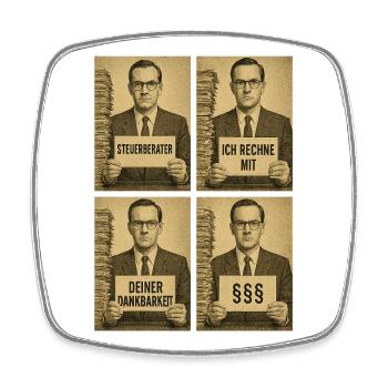 Steuerberater Ironie Collage - Viereckiger Kühlschrankmagnet - Weiß - Vorne