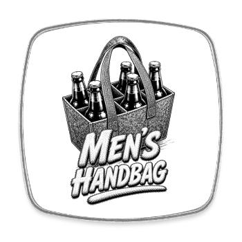 Sac à main homme avec fourrage de bière - Magnet carré - blanc - Devant