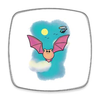 Vol du ciel de la chauve-souris rose - Magnet carré - blanc - Devant
