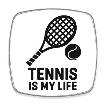 Le tennis, c’est l’amour – la vie, c’est le tennis - Magnet carré - blanc - Devant