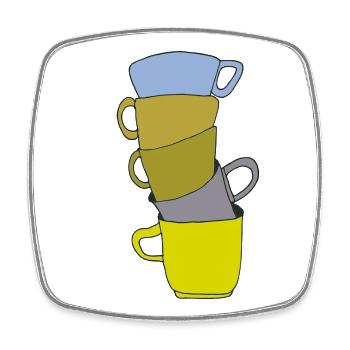 Stapelfarbige Kaffeetassen Kunst - Viereckiger Kühlschrankmagnet - Weiß - Vorne