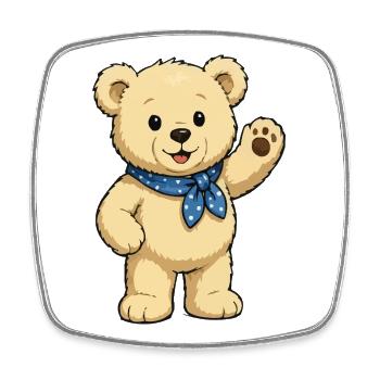Ours en peluche avec écharpe bleue - Magnet carré - blanc - Devant