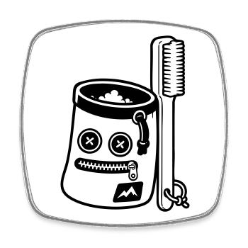 Bouldering Chalkbag Brush Motif - Square fridge magnet - white - Front