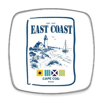 Cape Cod East Coast Leuchtturm & Meer - Viereckiger Kühlschrankmagnet - Weiß - Vorne