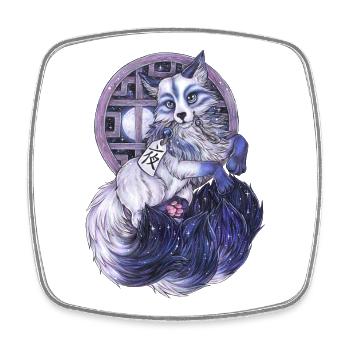 Kitsune Renard Fantôme Japonais Ciel Nocturne Japon - Magnet carré - blanc - Devant