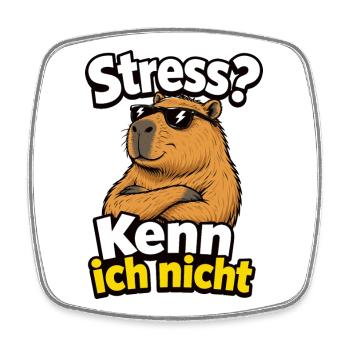 Stress Kenn Ich Nicht Capybara Lustiger Spruch - Viereckiger Kühlschrankmagnet - Weiß - Vorne