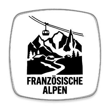 Französische Alpen - Viereckiger Kühlschrankmagnet - Weiß - Vorne