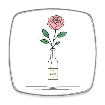 Rosé Rose in Weinflasche - Viereckiger Kühlschrankmagnet - Weiß - Vorne