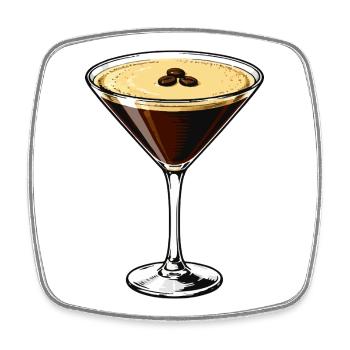 Dessin animé Espresso Martini - Magnet carré - blanc - Devant