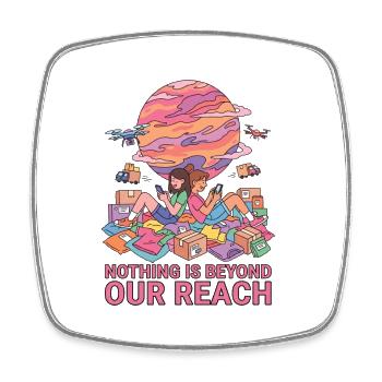 Nothing Is Beyond Our Reach - Square fridge magnet - white - Front