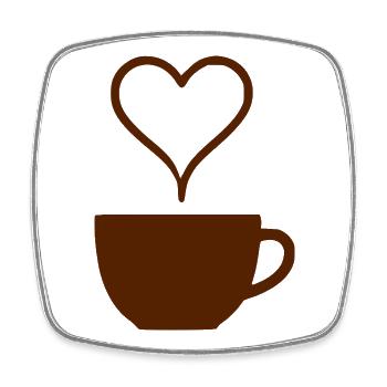Kaffee Herz Geschenk Kaffeetrinker - Viereckiger Kühlschrankmagnet - Weiß - Vorne